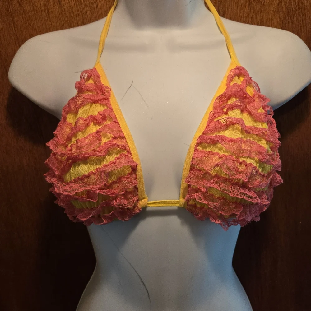 Joe Boxer rare ADORABLE lace sheer bikini set szM/L - Picture 4 of 8